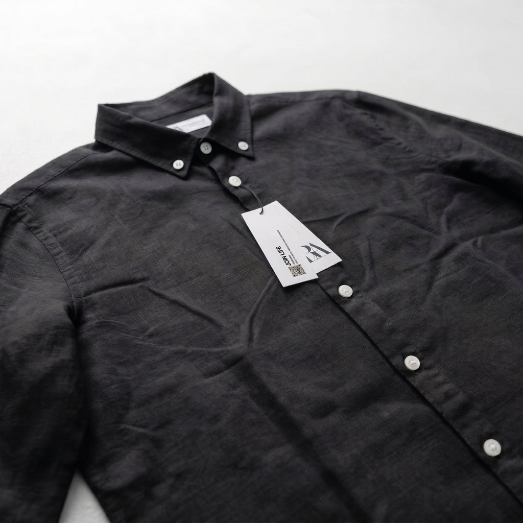 Zara Men's Linen-Cotton Blend Button-Down Long Sleeve Shirt