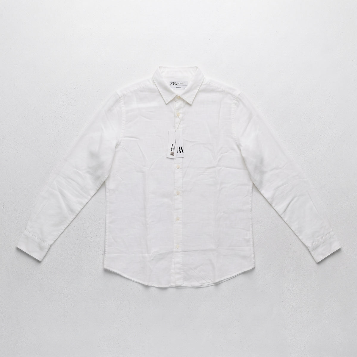Zara Men's Linen-Cotton Blend Button-Down Long Sleeve Shirt