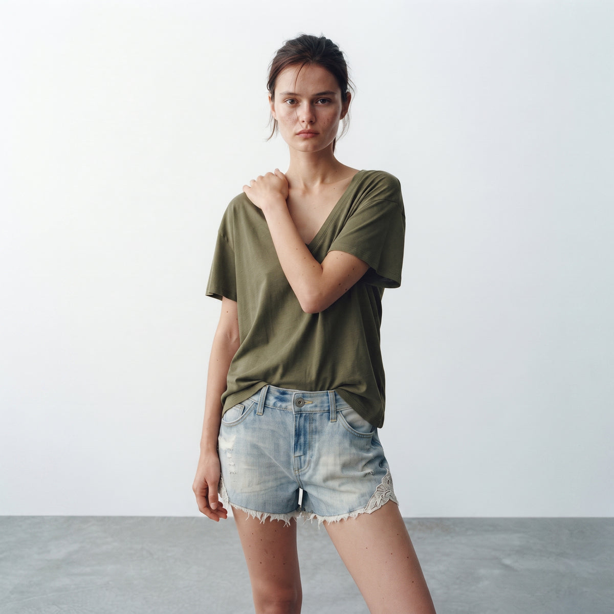 Next | Lace Insert Denim Shorts