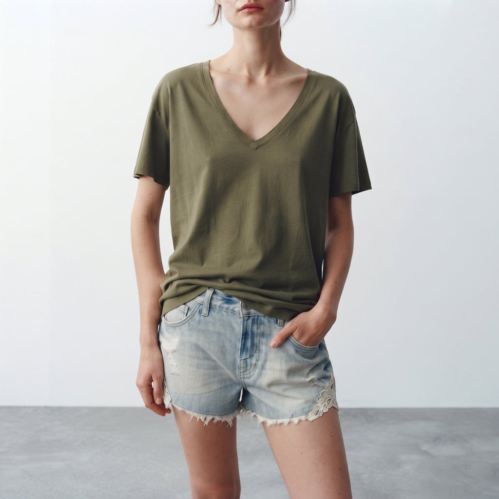 Next | Lace Insert Denim Shorts