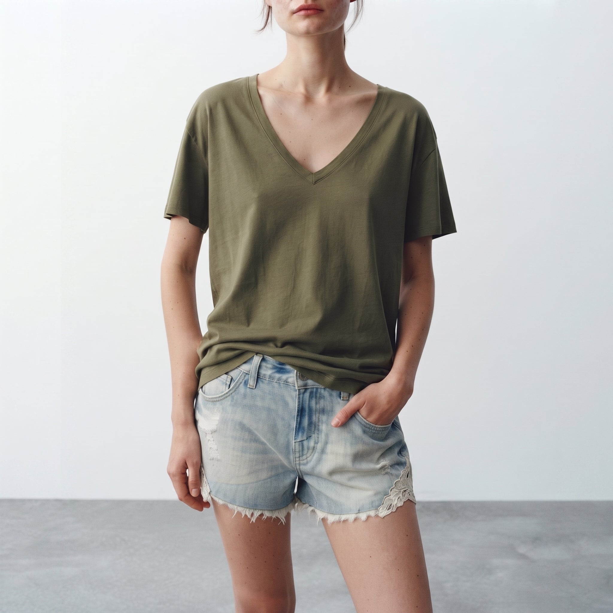 Next | Lace Insert Denim Shorts