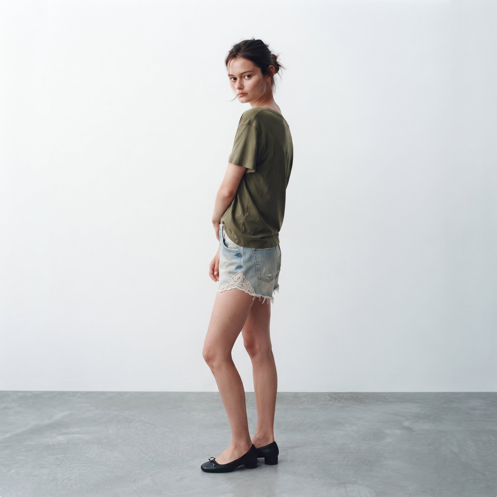 Next | Lace Insert Denim Shorts