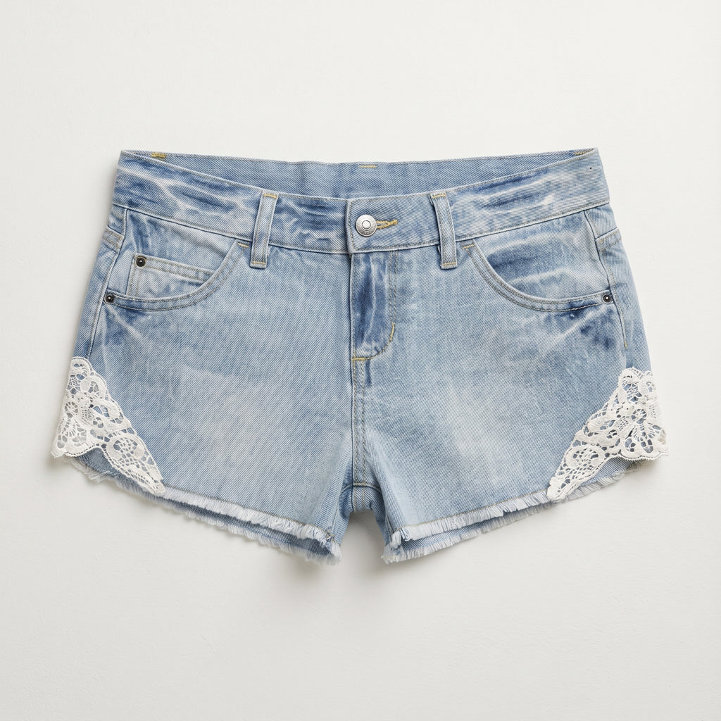 Next | Lace Insert Denim Shorts