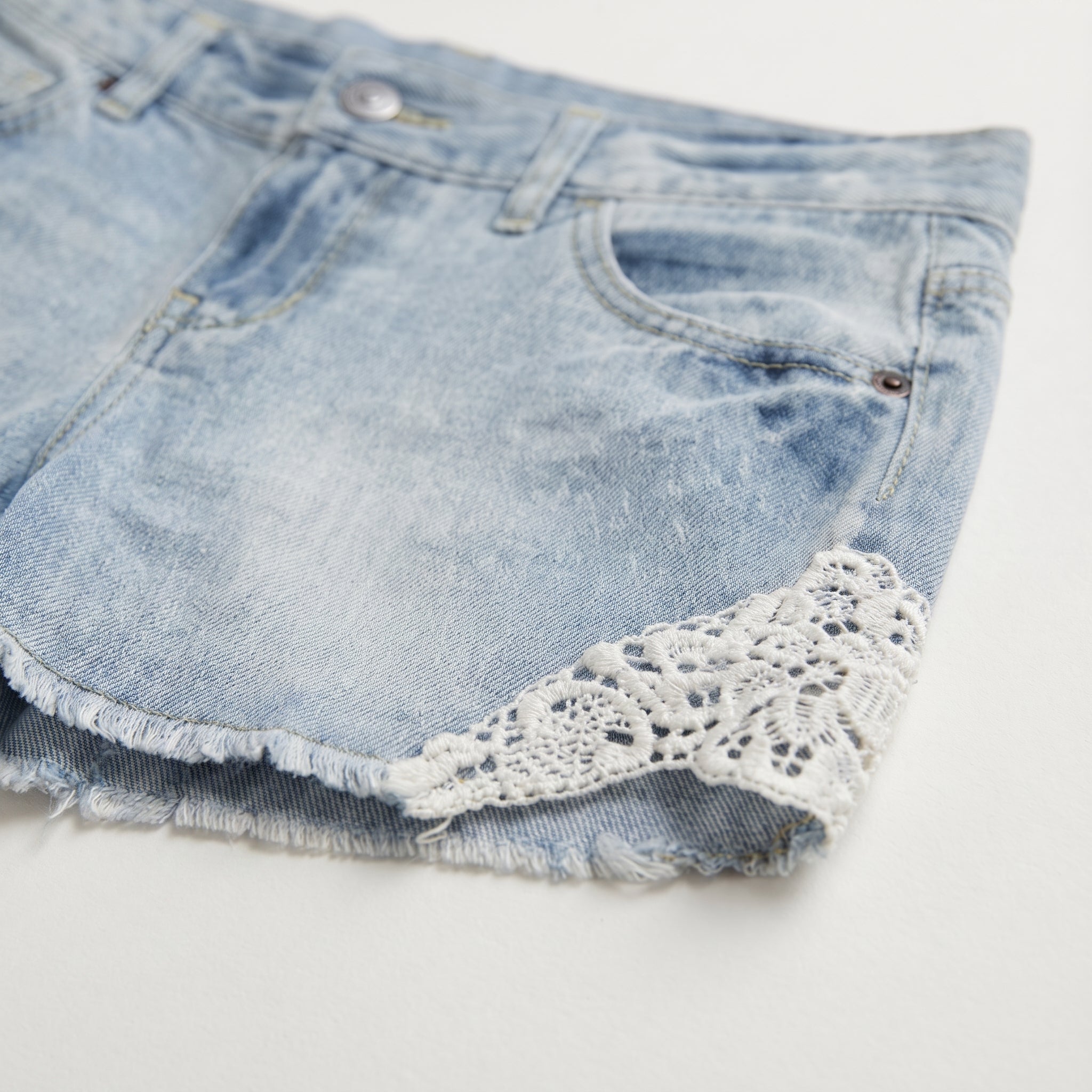 Next | Lace Insert Denim Shorts