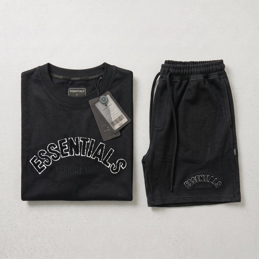 Fear of God | Essentials Men's Chenille Logo Oversized T-Shirt and Shorts Co-Ord Set