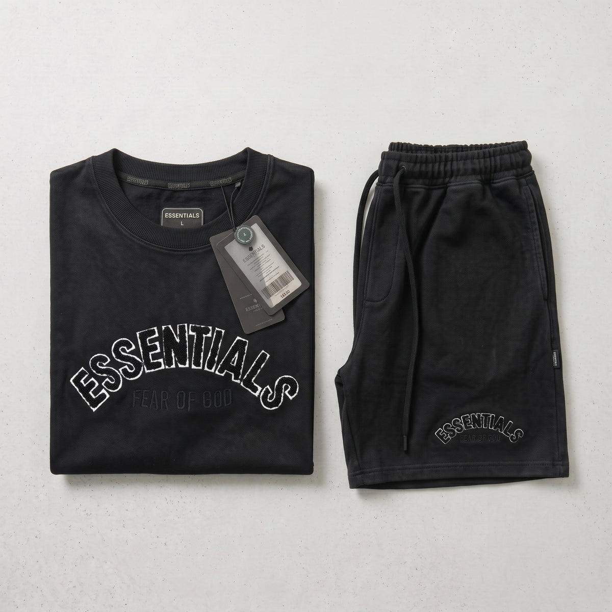 Fear of God | Essentials Men's Chenille Logo Oversized T-Shirt and Shorts Co-Ord Set