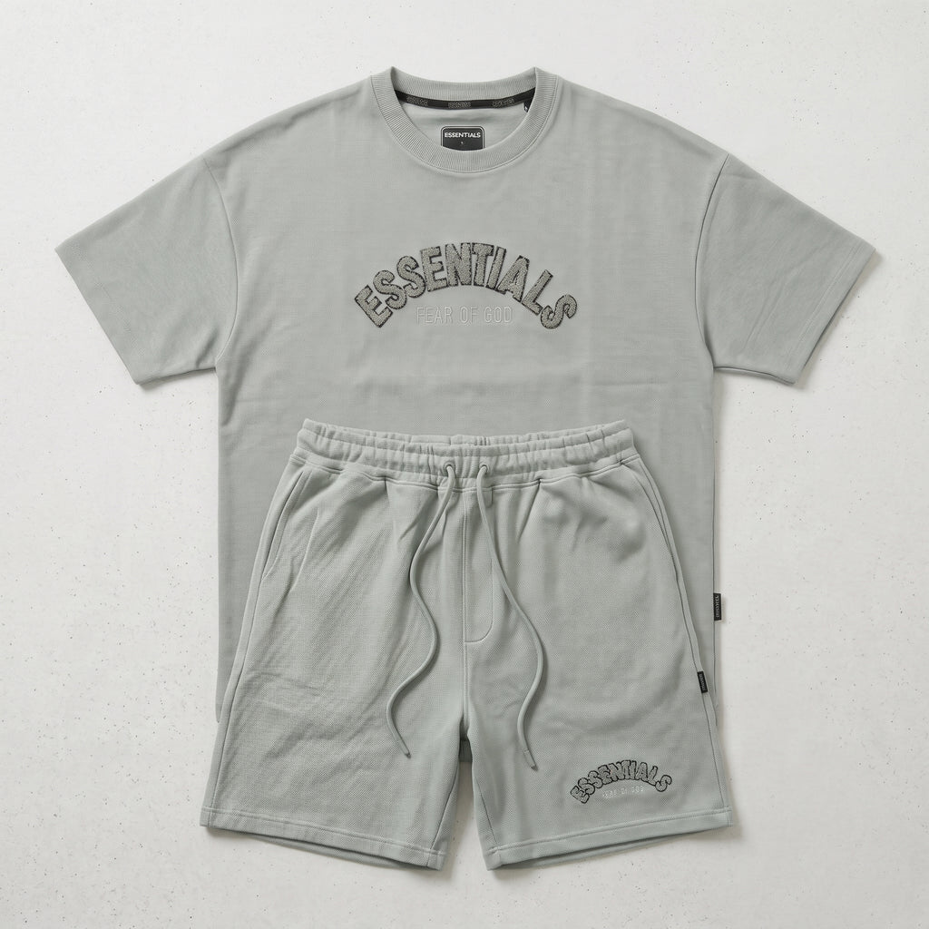 Fear of God | Essentials Men's Chenille Logo Oversized T-Shirt and Shorts Co-Ord Set