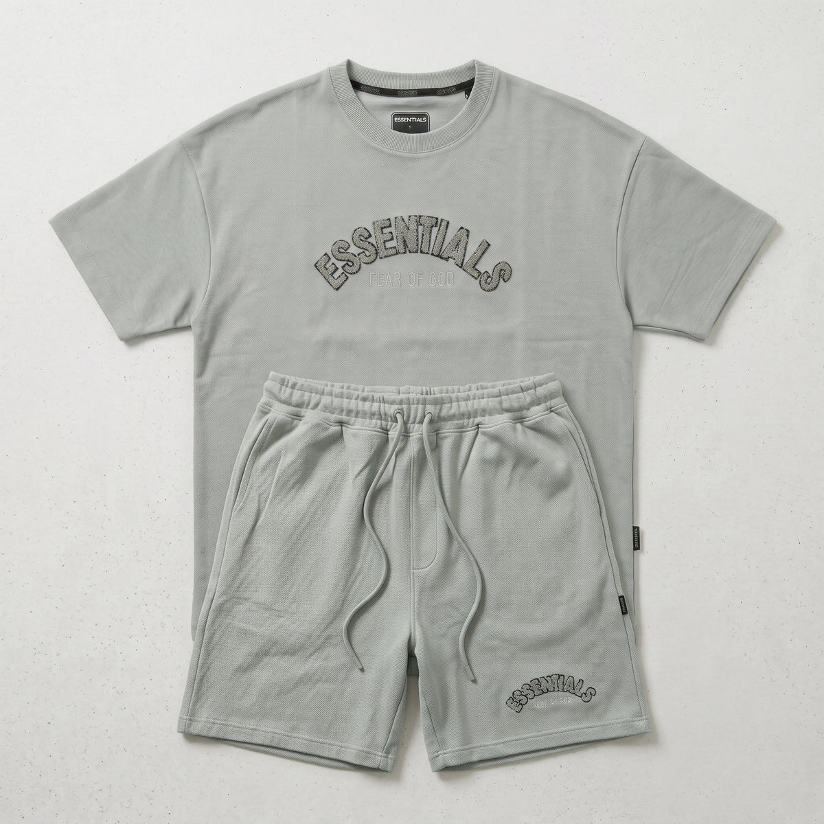 Fear of God | Essentials Men's Chenille Logo Oversized T-Shirt and Shorts Co-Ord Set