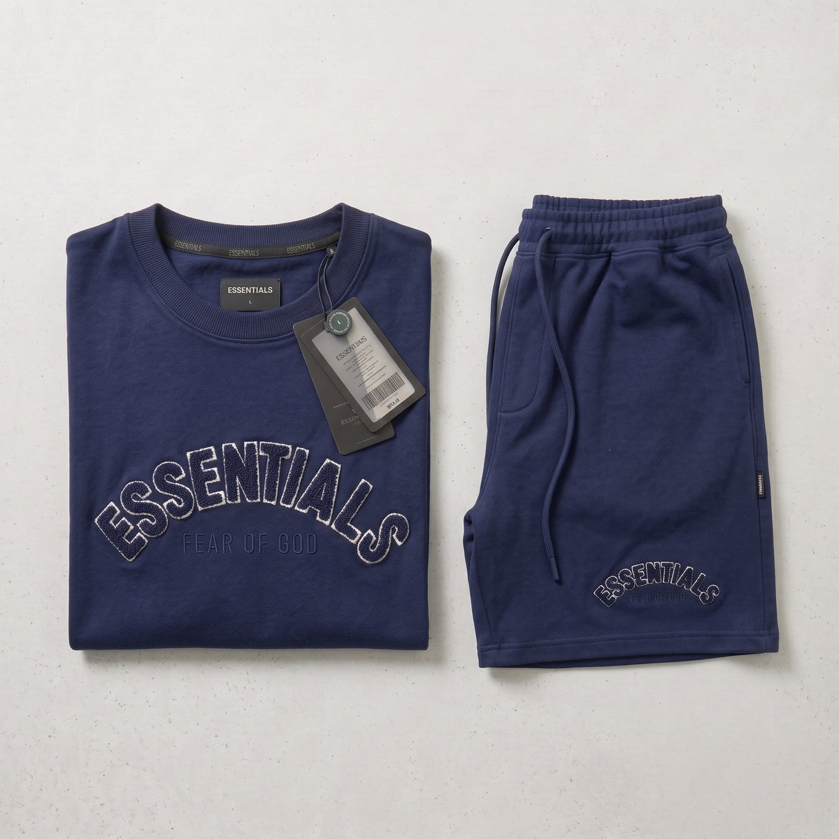 Fear of God | Essentials Men's Chenille Logo Oversized T-Shirt and Shorts Co-Ord Set