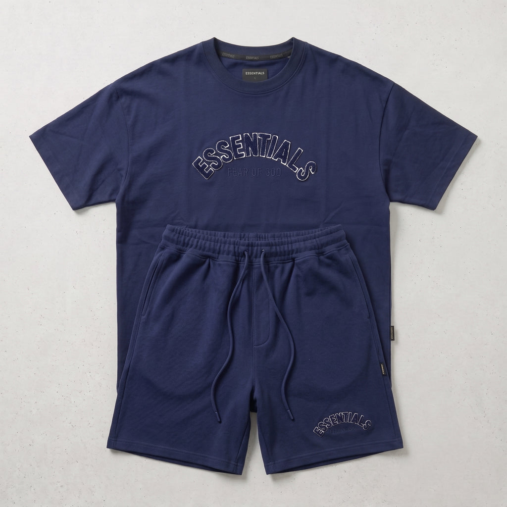 Fear of God | Essentials Men's Chenille Logo Oversized T-Shirt and Shorts Co-Ord Set