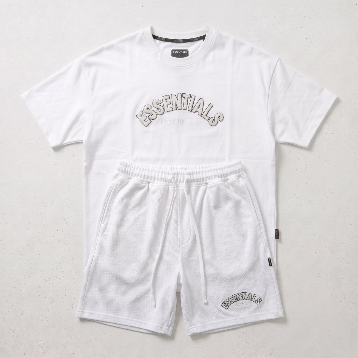 Fear of God | Essentials Men's Chenille Logo Oversized T-Shirt and Shorts Co-Ord Set
