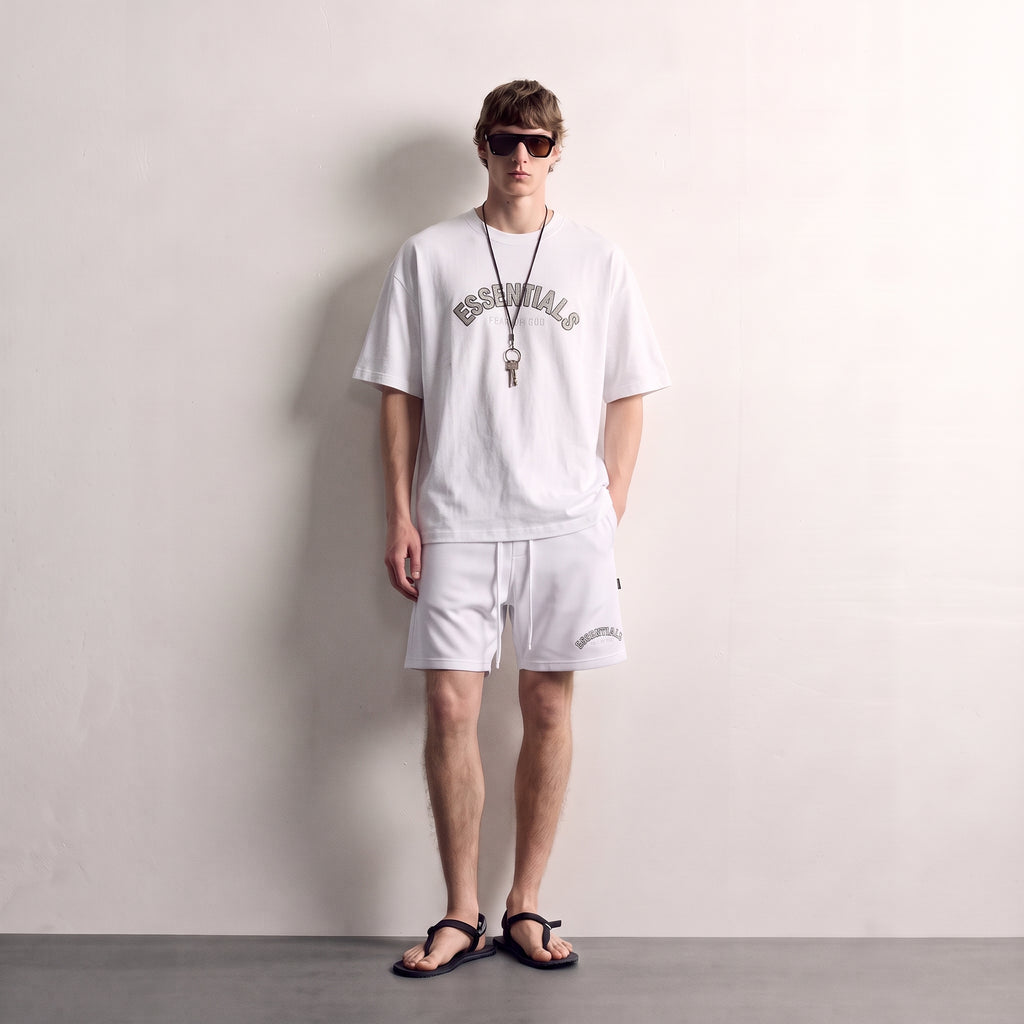 Fear of God | Essentials Men's Chenille Logo Oversized T-Shirt and Shorts Co-Ord Set