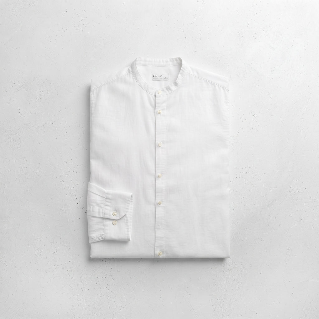 Andrew Charles Men's Linen-Blend Mandarin Collar Long Sleeve Shirt