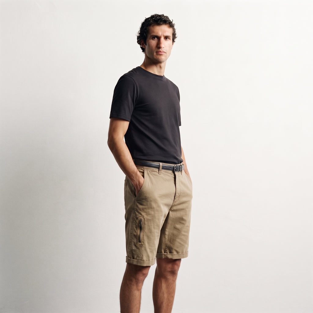 Miracle of Denim Men's Low-Rise Cotton Twill Utility Shorts with Zip Pocket
