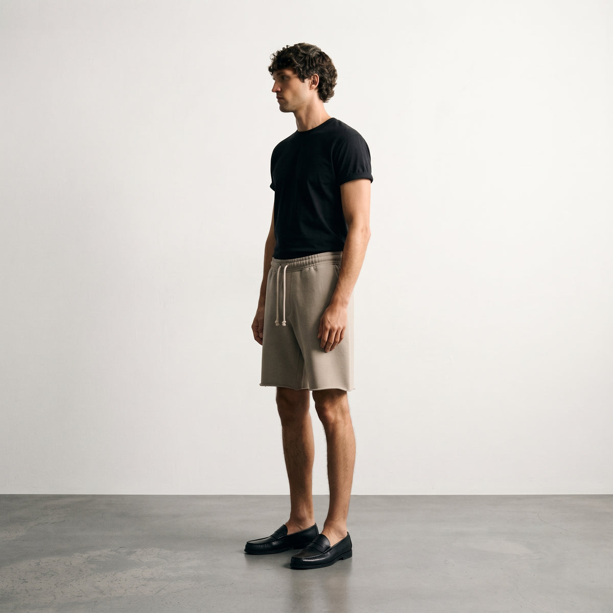 Pull&Bear Men's Raw-Cut Fleece Bermuda Shorts