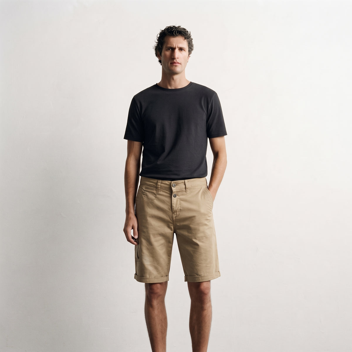 Miracle of Denim Men's Low-Rise Cotton Twill Utility Shorts with Zip Pocket