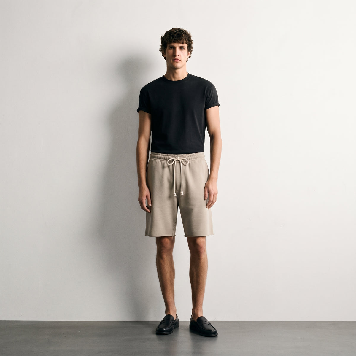 Pull&Bear Men's Raw-Cut Fleece Bermuda Shorts