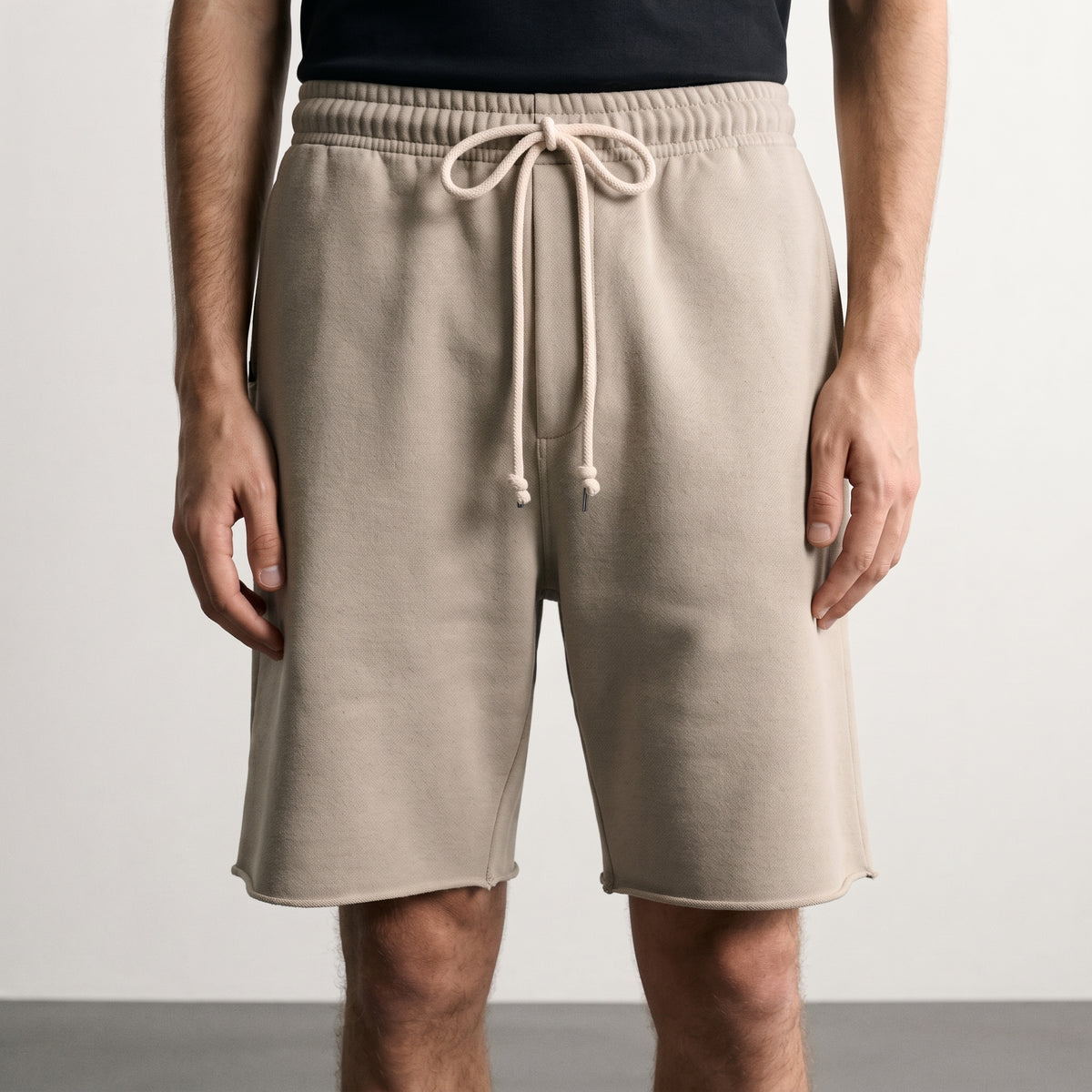 Pull&Bear Men's Raw-Cut Fleece Bermuda Shorts