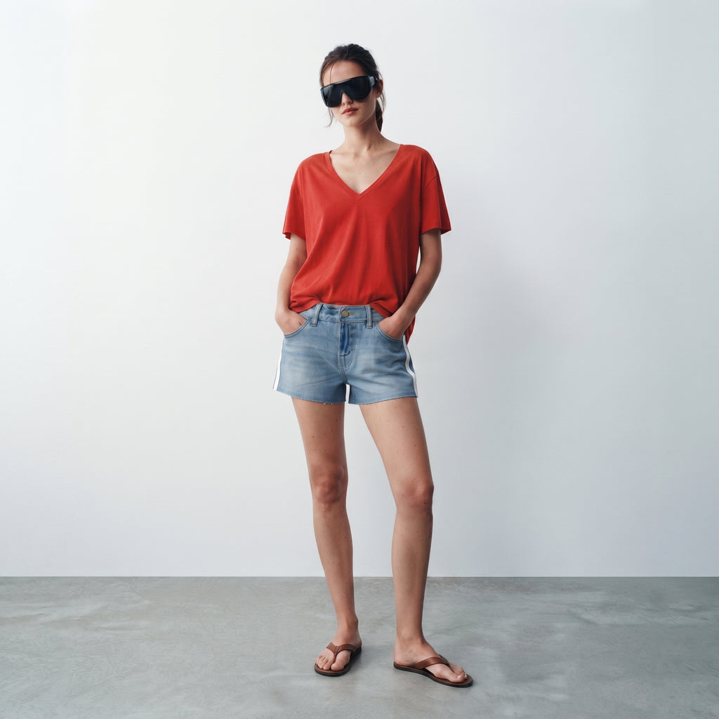Springfield | Side Stripe Denim Shorts