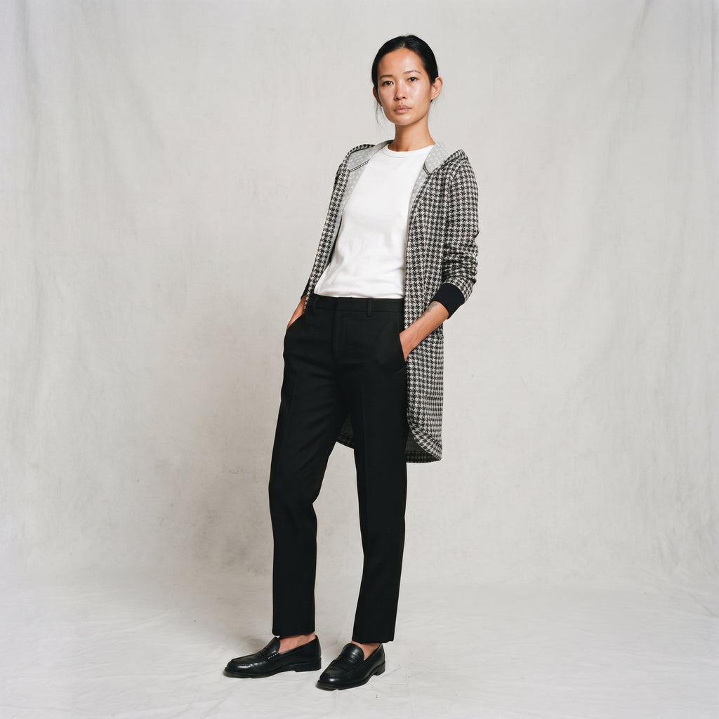 Fashion Zone | Houndstooth Hooded Cardigan