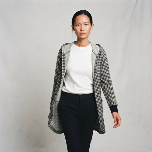 Fashion Zone | Houndstooth Hooded Cardigan