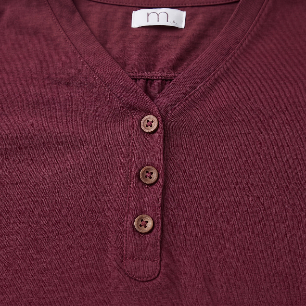 MLN | Slub Cotton Henley Long Sleeve Top