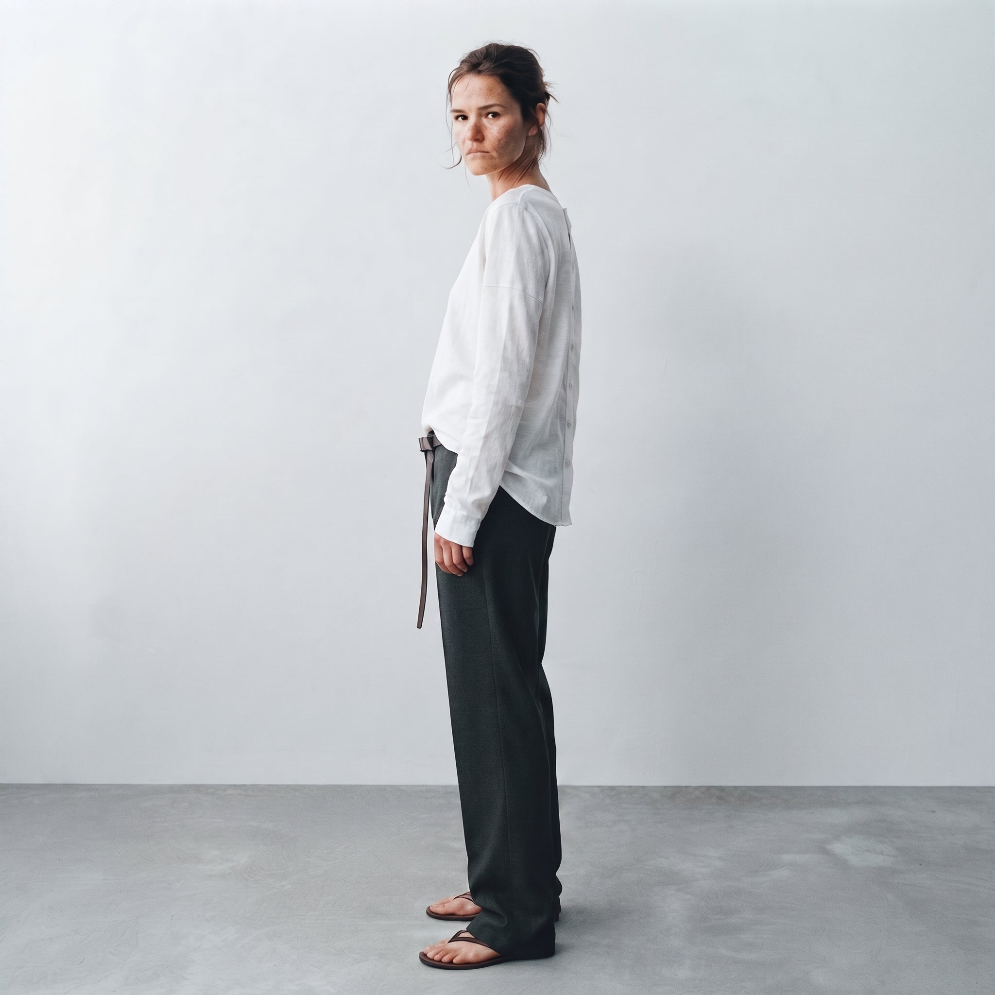 MLN | Slub Cotton Henley Long Sleeve Top