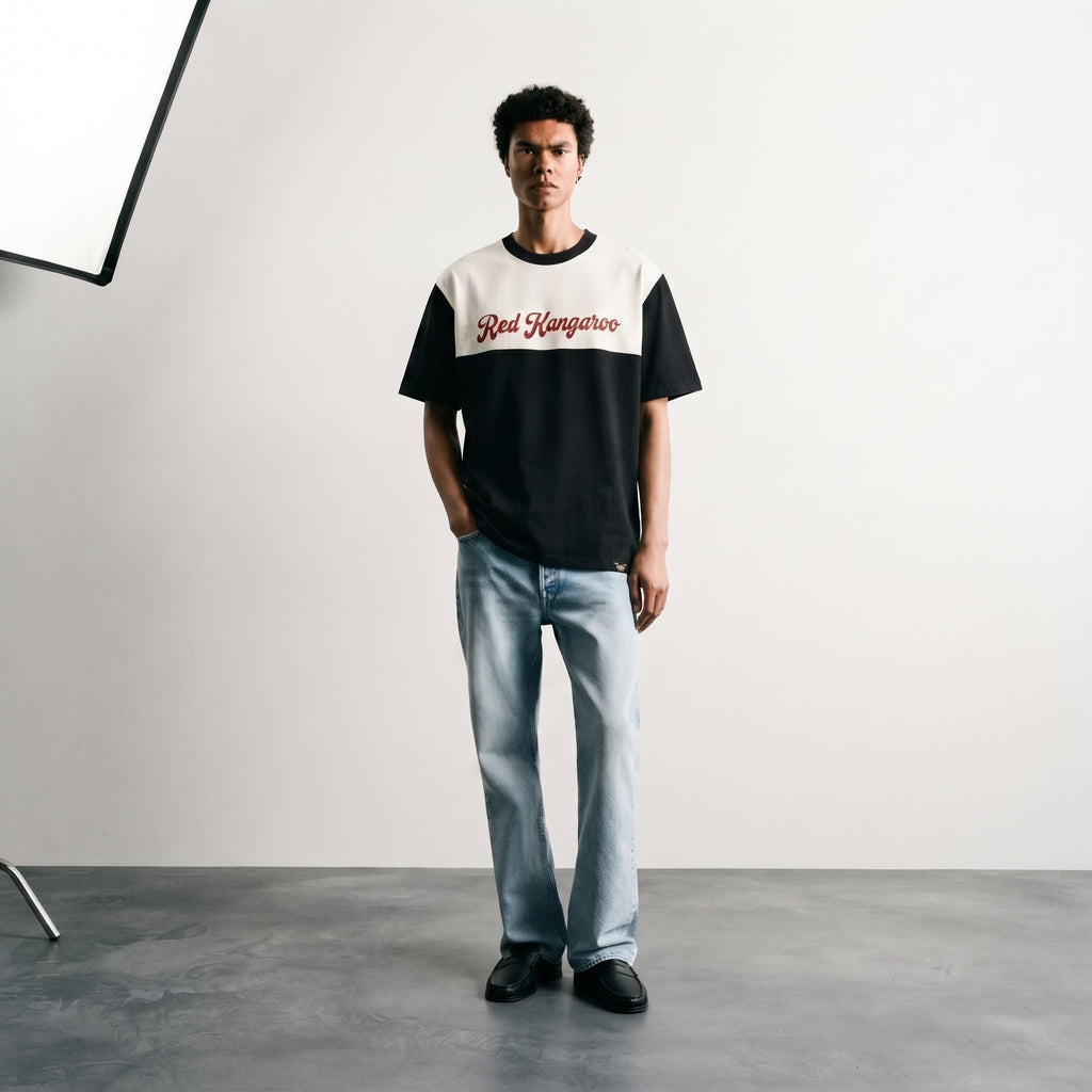Timeless Paris | Red Kangaroo Colorblock Regular Fit T-Shirt