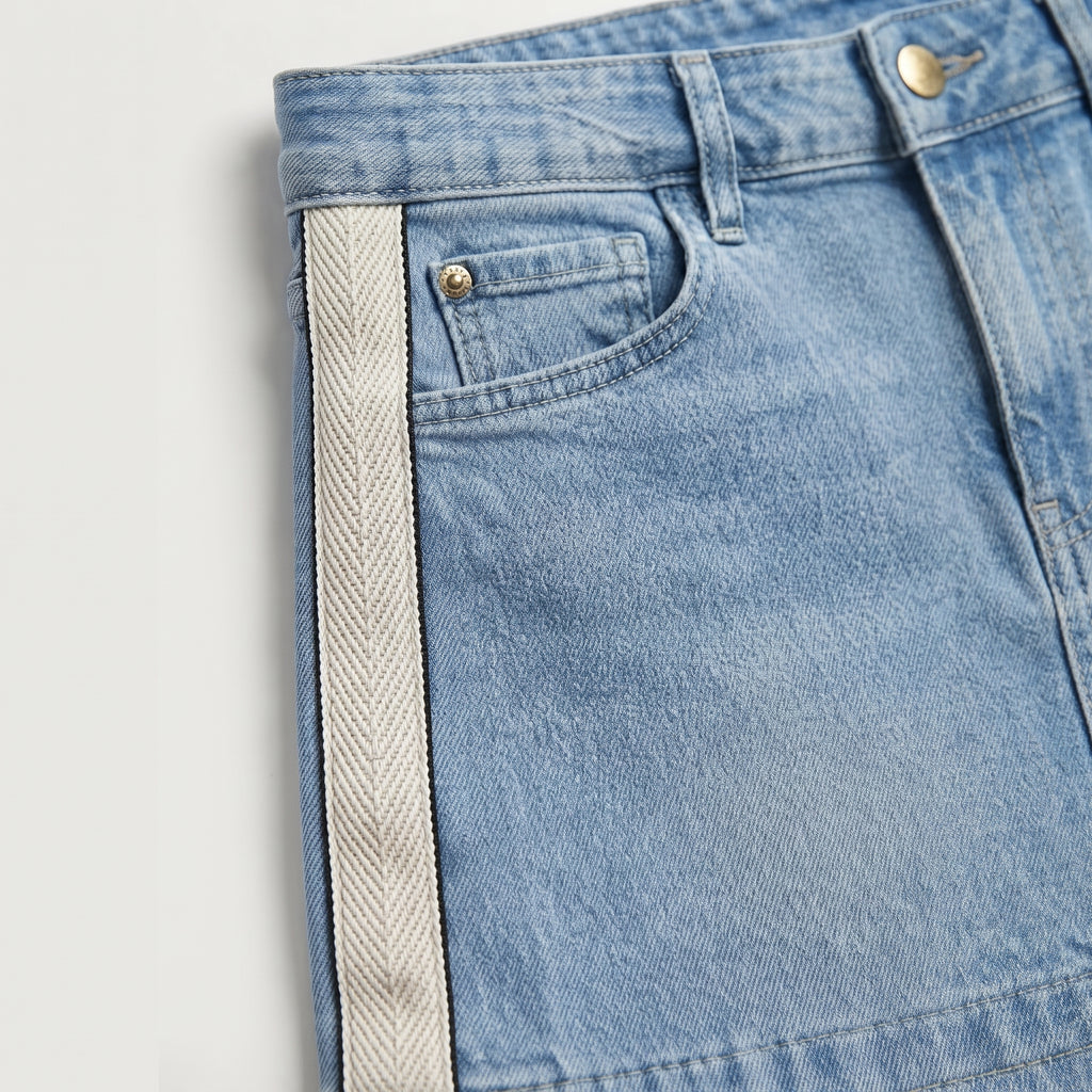Springfield | Side Stripe Denim Shorts