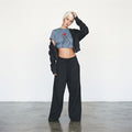 J&R | Finger Heart Graphic Cropped T-Shirt - Slate Blue