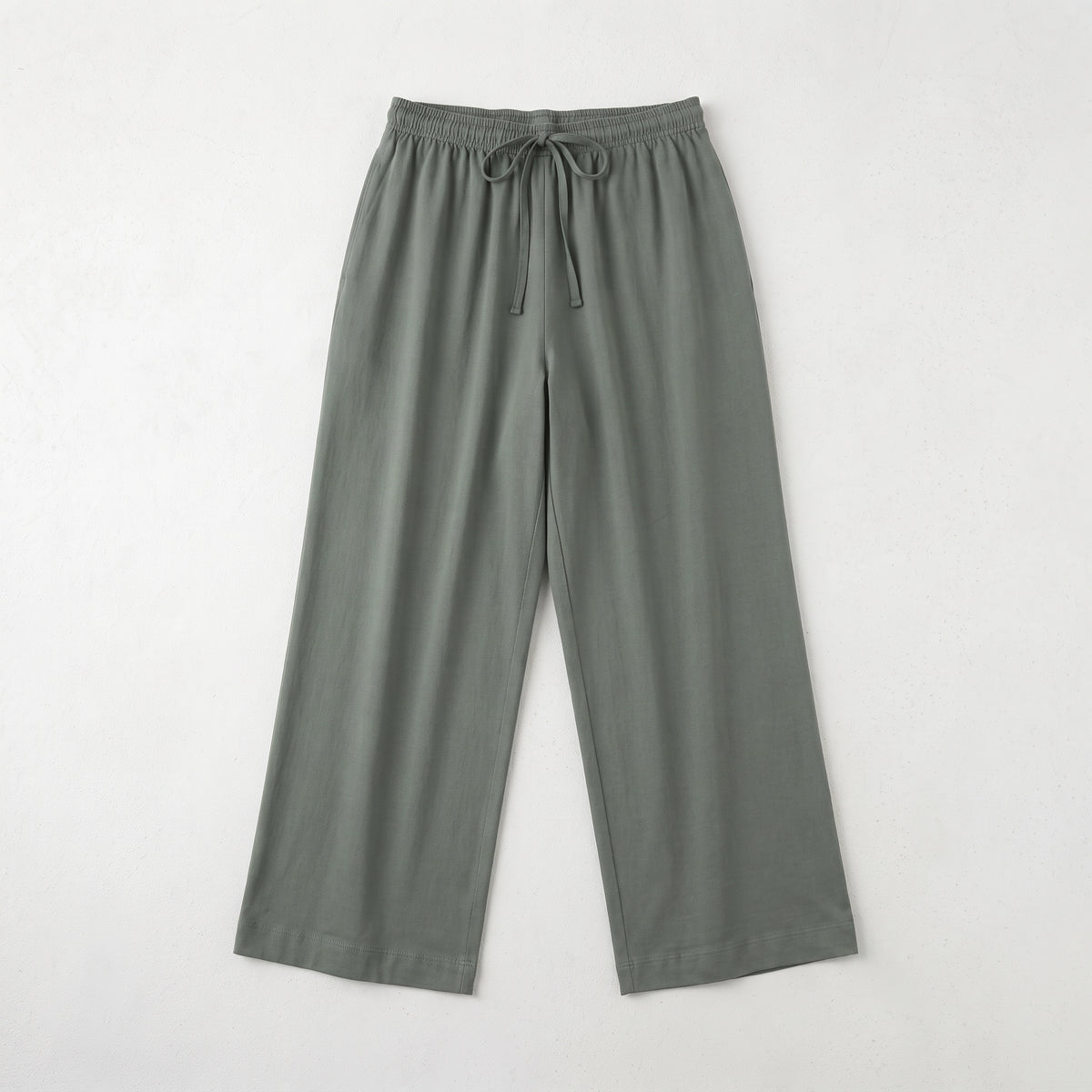 Gloria Jean | Women's Fluid Drawstring Palazzo Trousers - Sage Green/Grey