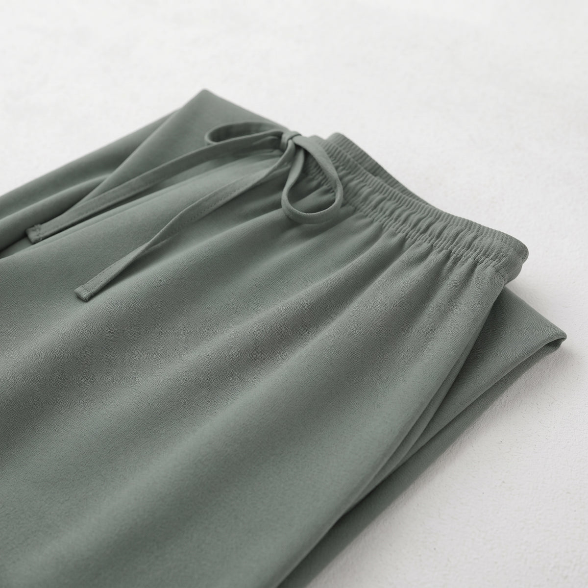 Gloria Jean | Women's Fluid Drawstring Palazzo Trousers - Sage Green/Grey