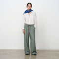 Gloria Jean | Women's Fluid Drawstring Palazzo Trousers - Sage Green/Grey