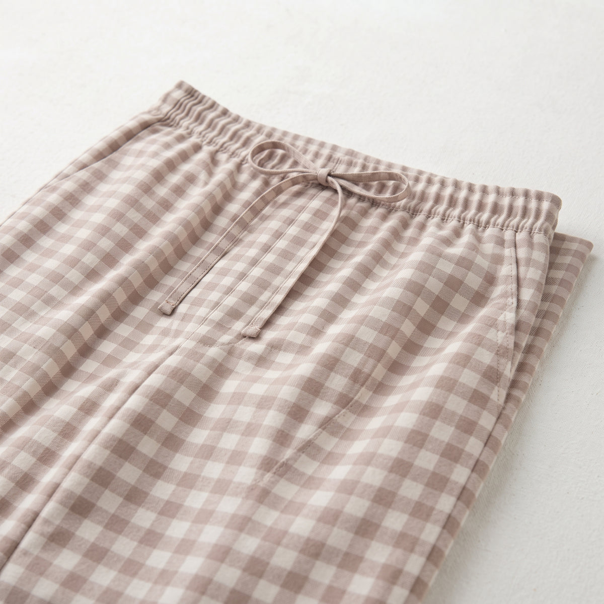 Gloria Jeans | Women's Gingham Check Wide-Leg Lounge Trousers - Beige & White