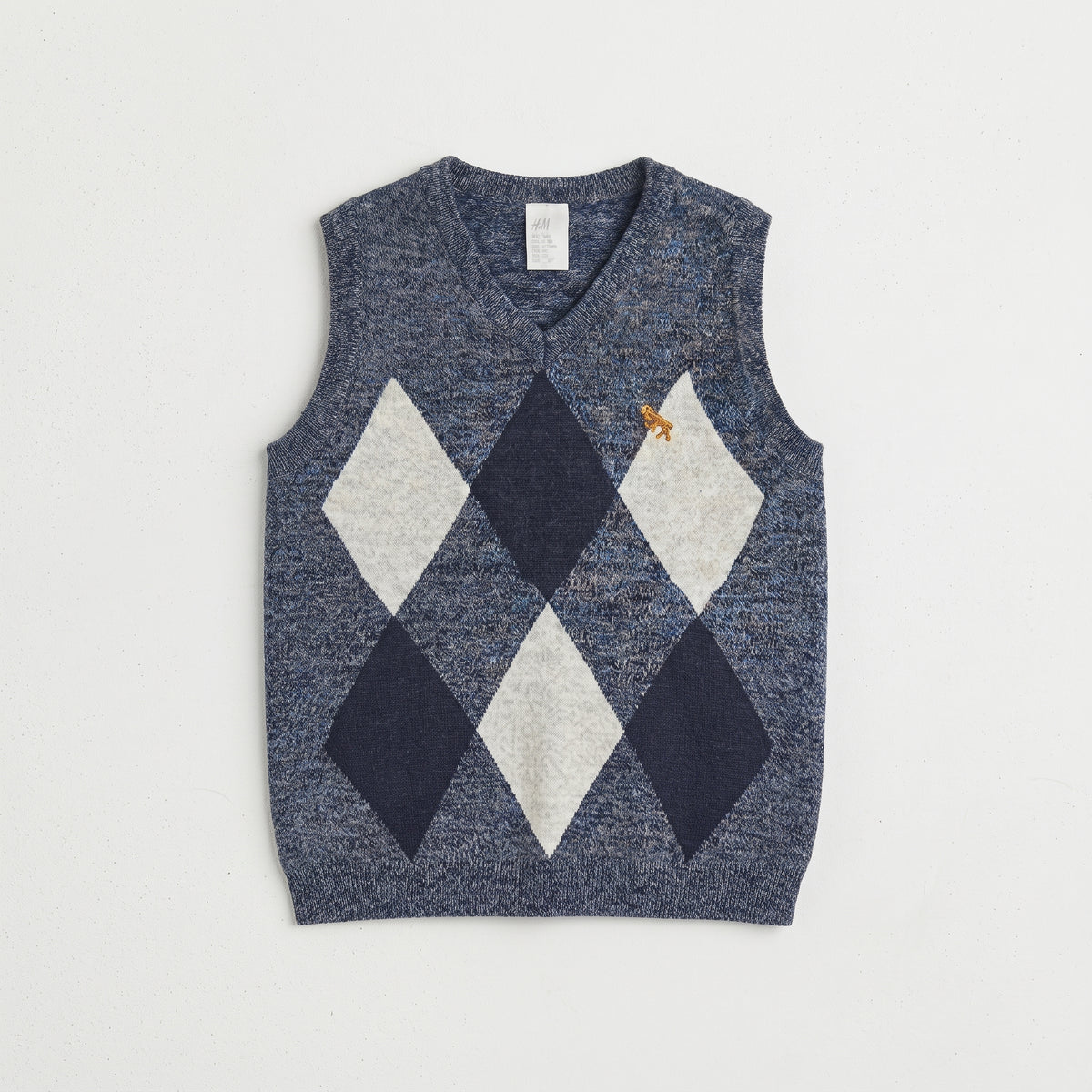 H&M | Boys' Argyle Knitted Sweater Vest - Denim Blue