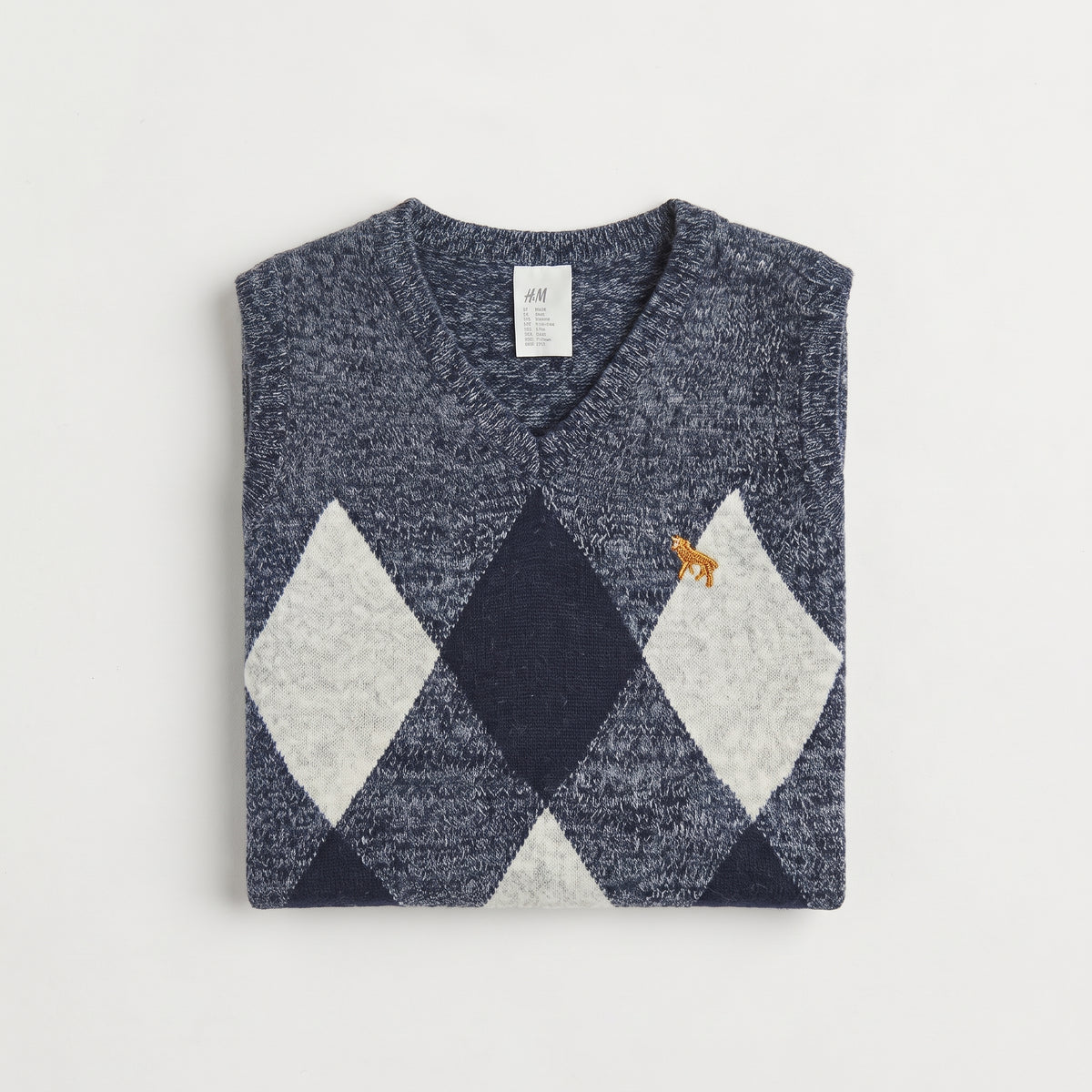 H&M | Boys' Argyle Knitted Sweater Vest - Denim Blue