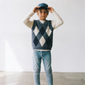 H&M | Boys' Argyle Knitted Sweater Vest - Denim Blue