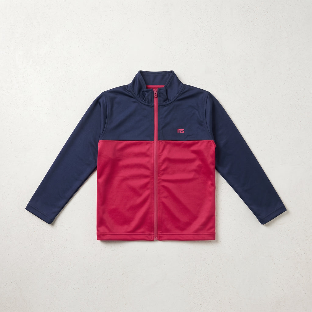 ITS | Girl's Colorblock Zip-Up Track Jacket and Trouser - Navy & Red