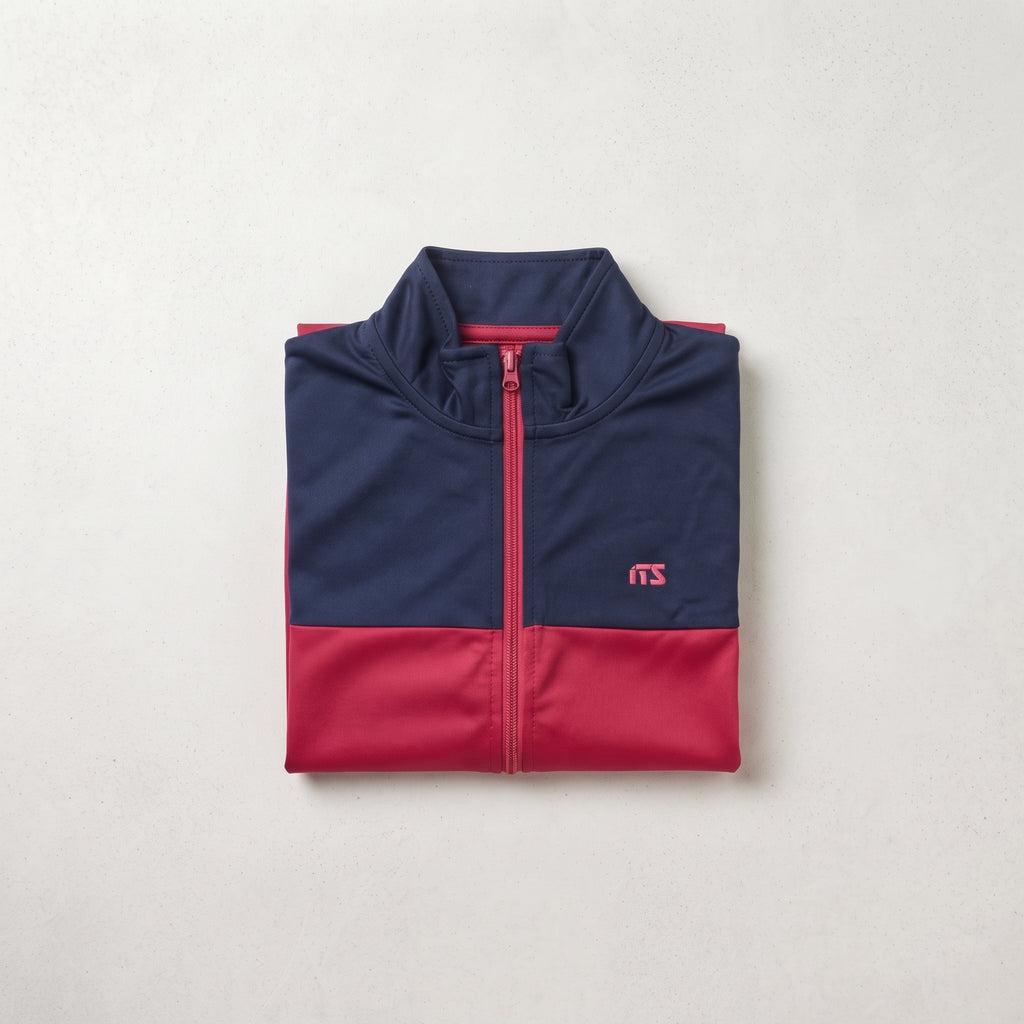 ITS | Girl's Colorblock Zip-Up Track Jacket and Trouser - Navy & Red
