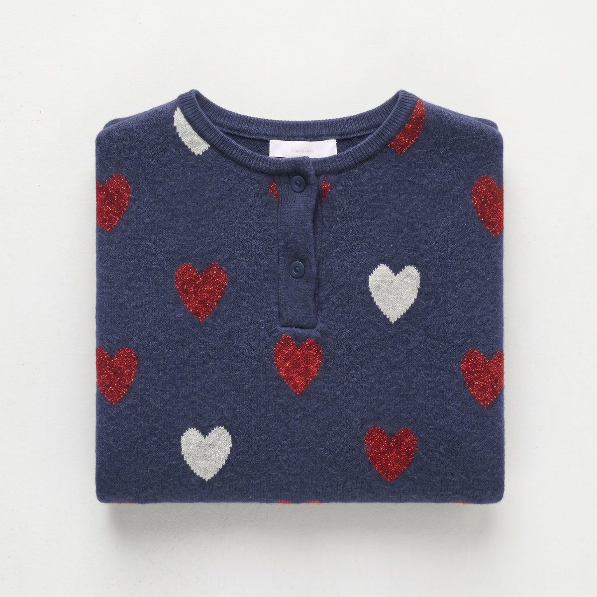 Lily & Jack | Girls' Heart Knit Buttoned Poncho - Navy Blue