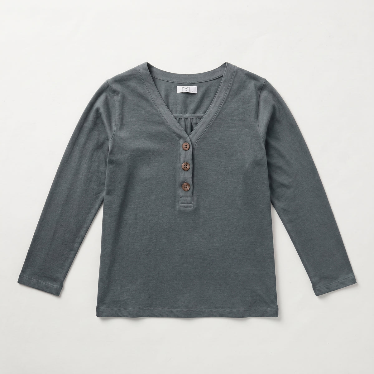 MLN | Slub Cotton Henley Long Sleeve Top