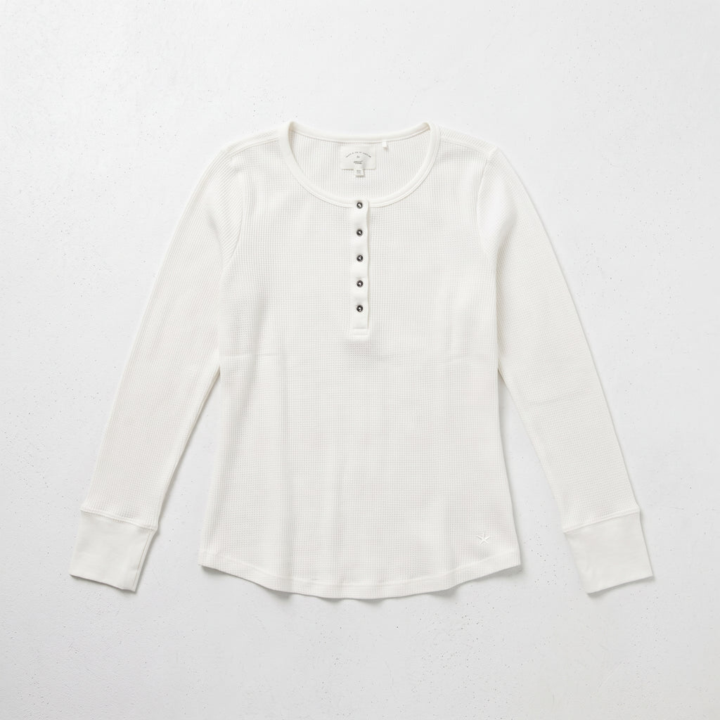 Next | Women's Long Sleeve Waffle Henley Top - Ecru White