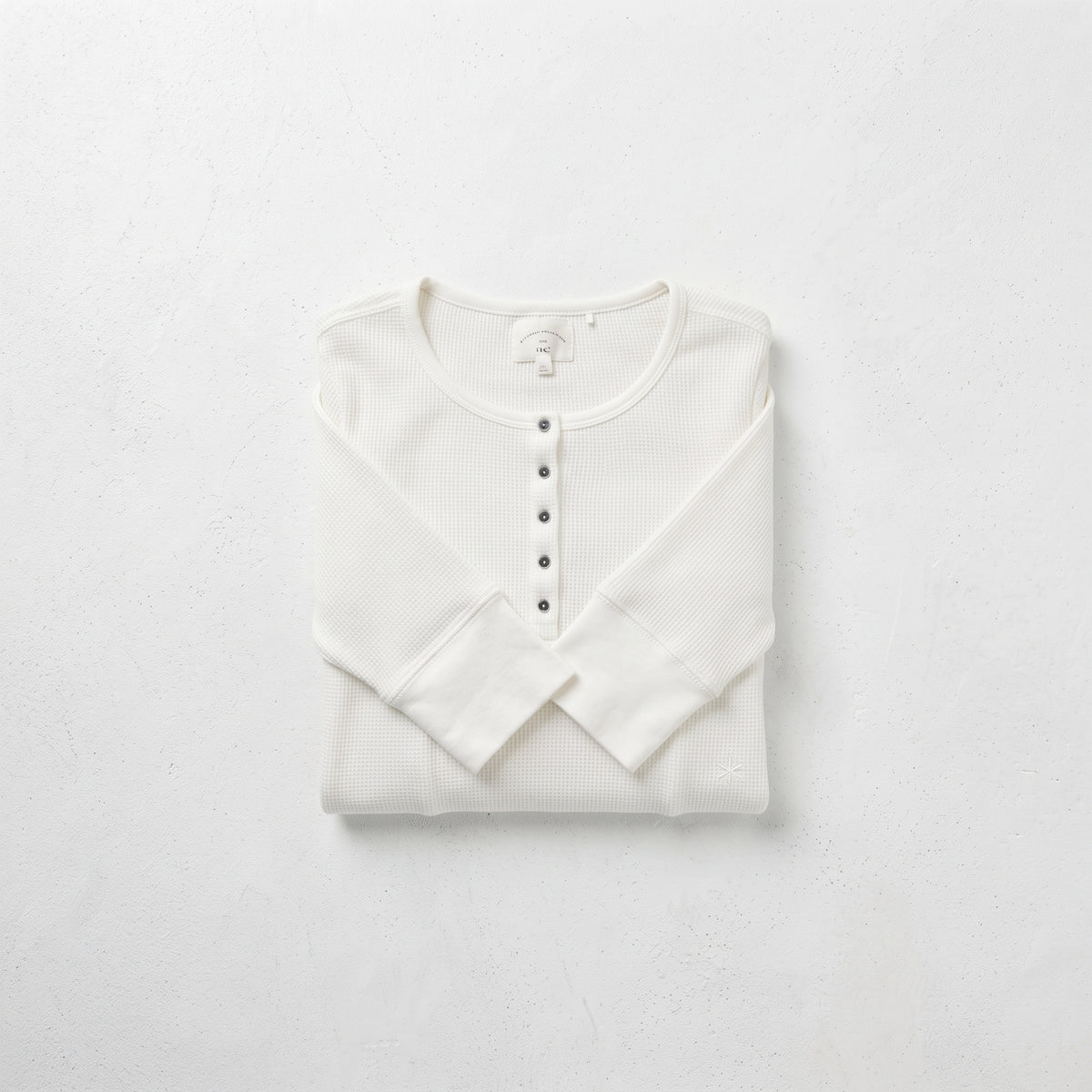 Next | Women's Long Sleeve Waffle Henley Top - Ecru White