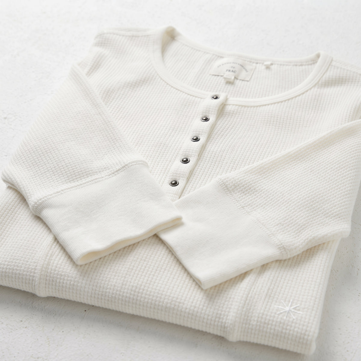 Next | Women's Long Sleeve Waffle Henley Top - Ecru White