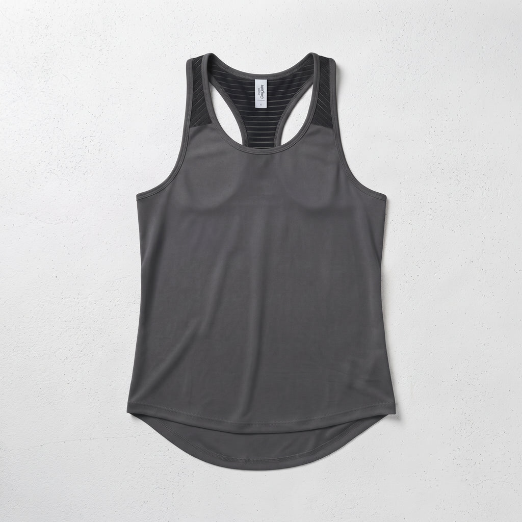 Just Cool | Women's Contrast Racerback Performance Sports Tank - Charcoal & Black