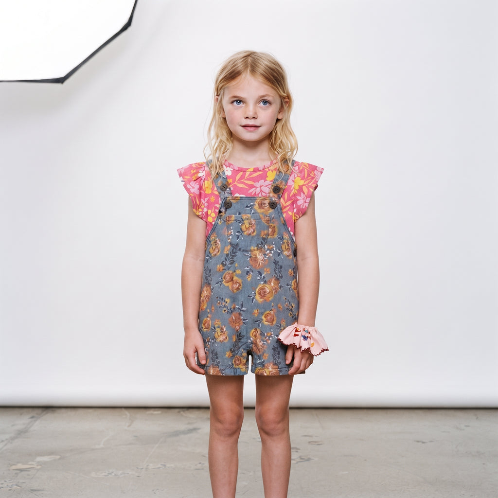 Nannette | Baby Girls Floral Overalls and Top Set