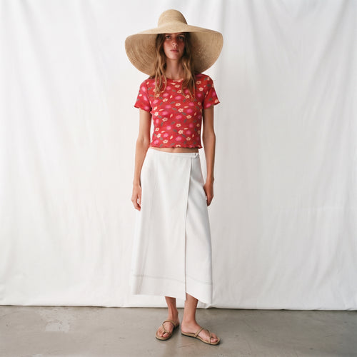 Ever.me | Floral Ribbed Lettuce Trim T-Shirt