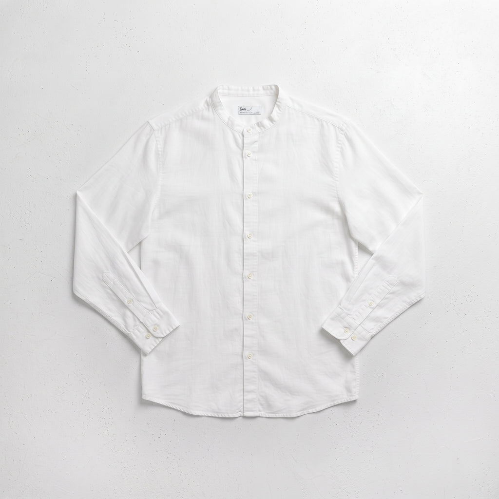 Andrew Charles Men's Linen-Blend Mandarin Collar Long Sleeve Shirt