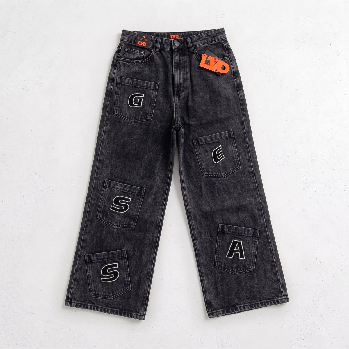 LVD Women's Multi-Pocket Letter Patch Baggy Skate Jeans