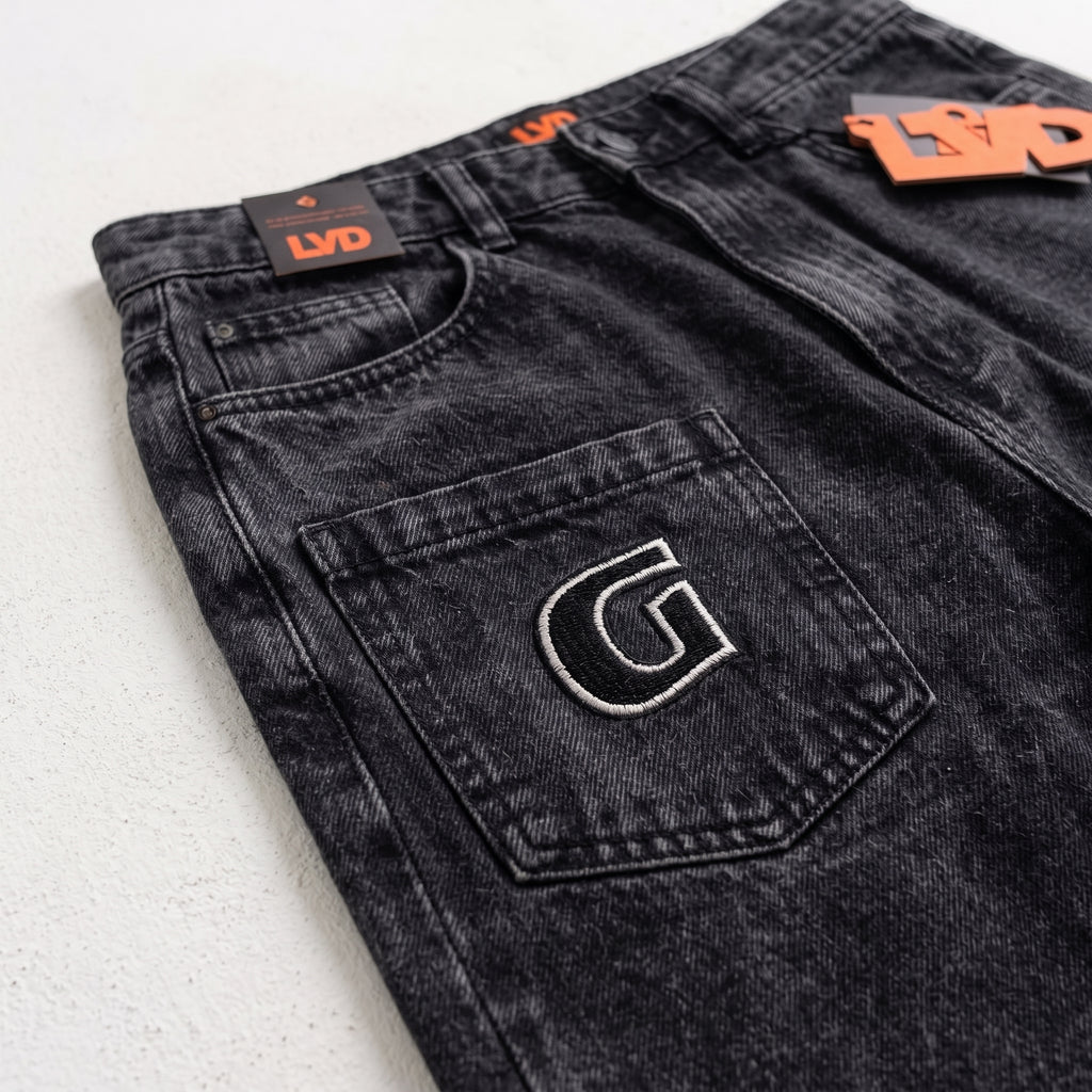 LVD Women's Multi-Pocket Letter Patch Baggy Skate Jeans